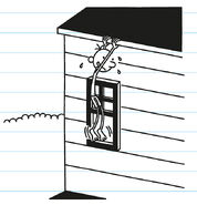 Greg holds on to the window that is opened