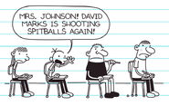 Greg reports Mrs. Johnson about David Marks shooting spitballs