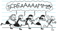 Greg is being chased by the girls