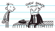 Rowley chews the chocolate to quiet him down