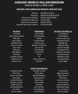 CRÉDITOSJURASSICWORLDELREINOCAÍDODVD
