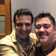 Eduardo Garza junto con Arturo Mercado Jr., durante la grabación de la película.