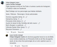 Laura Carbajal con un comentario en Facebook.