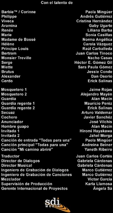 Barbie-mosqueteras Créditos