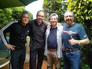 Gabriel Gama junto con José Gilberto Vilchis, Moisés Palacios y Octavio Rojas durante la grabación de la película.