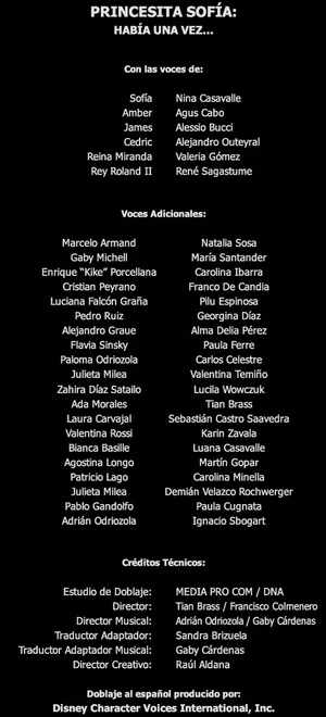 Doblaje Latino de Princesita Sofía Había una vez