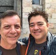 Eduardo Garza junto con Humberto Solórzano, durante la grabación de la película.