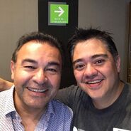 Eduardo Garza junto con Mario Castañeda, durante la grabación de la película.