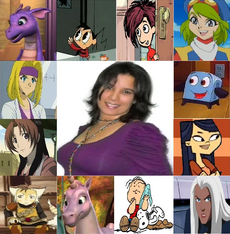 Maythe Guedes y sus personajes.