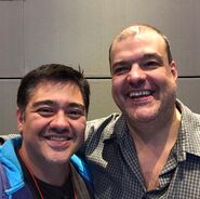 Eduardo Garza junto con Ricardo Brust, durante la grabación de la película.