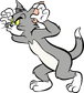 Tom en Tom y Jerry (1ª etapa, doblaje mexicano; algunos cortos), Tom y Jerry: La película y Los pequeños Tom y Jerry (1ª voz).
