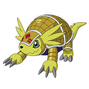 Armadillomon y sus digievoluciones en Digimon 02 y Digimon Adventure: La última evolución Kizuna.