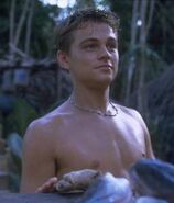 Richard (Leonardo DiCaprio) en La playa.
