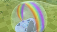 Rainbow in the giant snow globe