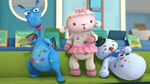 Stuffy, lambie and chilly covered in playdough spots