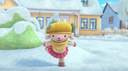 Lambie dancing in the snow