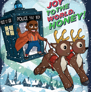 Le Docteur volant avec le TARDIS et des rennes à travers le ciel. (Joy to the World, Honey!)
