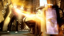 The Doctor channeling the excess regenerative energy in his severed Hand