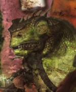 Galyari.jpg (48 КБ) Хамелеоны (англ. Chameleons) Сведения: Семейство ящериц с Земли, способных менять окраску тела. Появлялись в серии «Ковчег» (1966). Гальяри из пьесы «Песочный человек» (2002) являются расой гуманоидных хамелеонов.