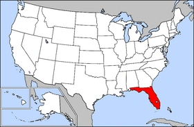 Map of USA highlighting Florida