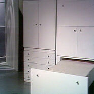 Lockers and bed during the Doctor's third incarnation