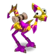 Dragopavo dorado y orquídeo