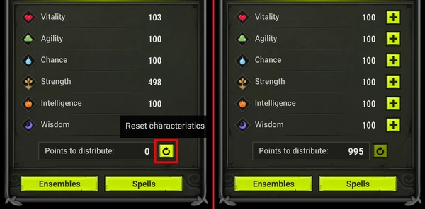 Characteristic reset example