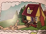 Petey and his mom going to their house. (Dog Man: The Scarlet Shedder)