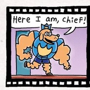 Ding-Dong Magoo (as The Dog-Man) entering Chief's Office, from Dog Man & Cat Kid