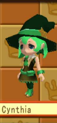 Human-controlled female magician who likes green with a ditsy face.