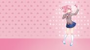 Pink kitty background with Natsuki taking a selfie unlocked after completing Balance 2