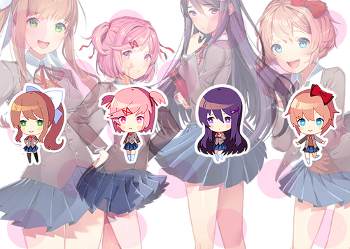 Doki Doki Literature Club has a female character with big breast, doki doki  characters 