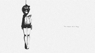 Sayori's hanging corpse from Quick Ending