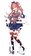 Um sprite do glitch da Sayori após ela ser deletada.