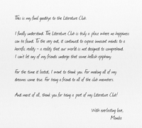 Monika's letter in the normal ending.