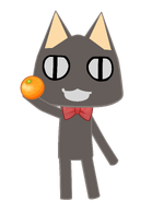 Kuro Holding an Orange.