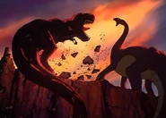 Sharptooth battle.jpg (65 KB) Sharptoothe fights with Littlefoot's Mother