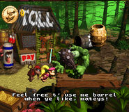 Diddy and Dixie in Klubba's Kiosk.