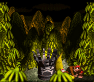 Dumb Drum defeated as seen in the game Donkey Kong Country for SNES.