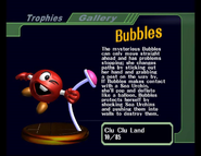 Bubbles' trophy description as seen in the game Super Smash Bros. Melee for GameCube.