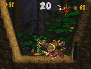 The first Bonus Room of the stage, as seen in the game Donkey Kong Country 2: Diddy's Kong Quest for SFC/SNES.