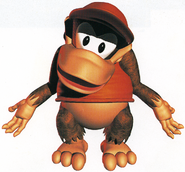 Artwork of Diddy Kong shrugging, from the game Donkey Kong Country.