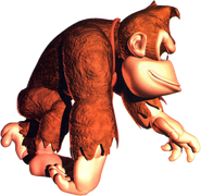 Artwork of Donkey Kong walking, from the game Donkey Kong Country.