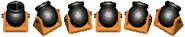 Sprites depicting animation frames of a Kannon from the main menu screen of the game Donkey Kong Country 2 for GBA.