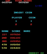 Top Score Screen in Arcade version.