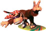 Funky Kong's artwork from the game Donkey Kong Country 2.