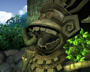 Temple entrance depicted as a large Kong head, as seen in the game Donkey Kong Country Returns for Wii.