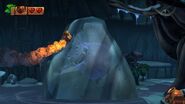 Mega Squeekly frozen in a chunk of ice in Donkey Kong Country: Tropical Freeze.