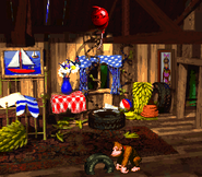 The indoors of Donkey's and Diddy Kong's Treehouse.