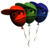 Artwork of Extra Life Balloons, depicting Diddy Kong's face, from the game Donkey Kong Country 2.